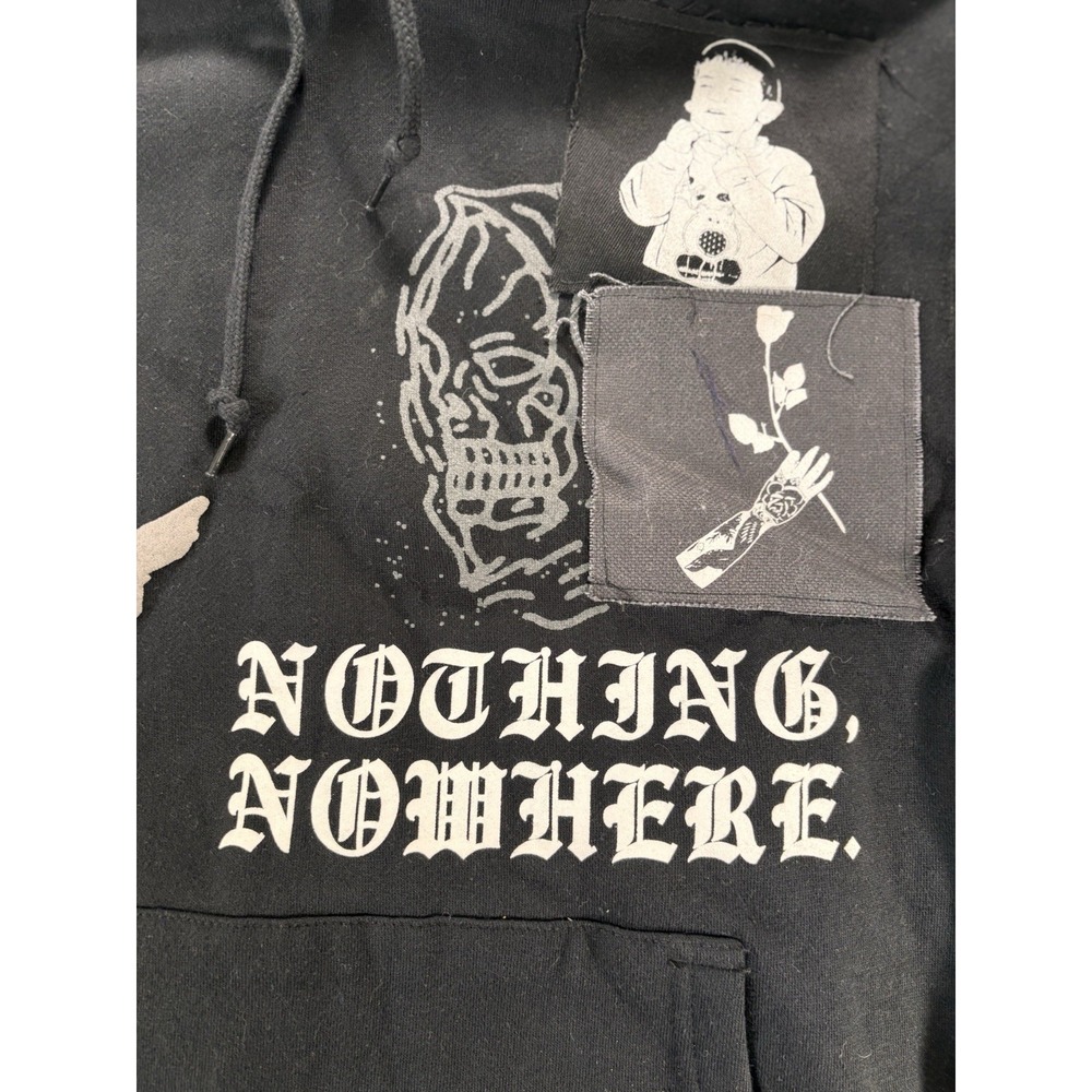 Nothing, Nowhere Reaper Ruiner Split Patchwork Hoodie Black Band Merch RARE S - Picture 2 of 11